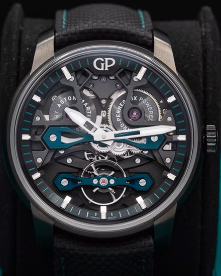 2025 Girard Perregaux Bridges "Neo Bridges Aston Martin" L.E. 45MM Skeleton Dial Rubber Strap (84000-21-3236-5CX)