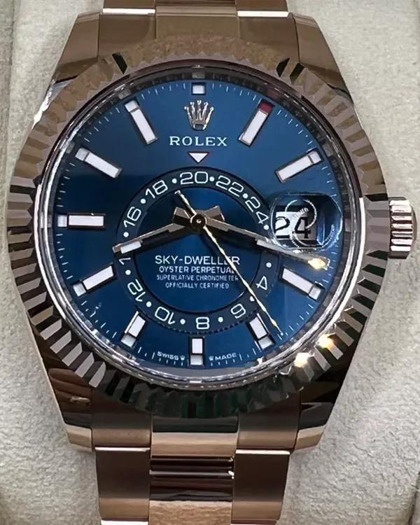 2025 Rolex Sky-Dweller 42MM Blue Dial Rose Gold Oyster Bracelet (336935)