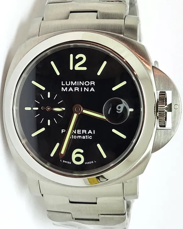 2010 Panerai Luminor Marina 44MM Black Dial Steel Bracelet (PAM00299)