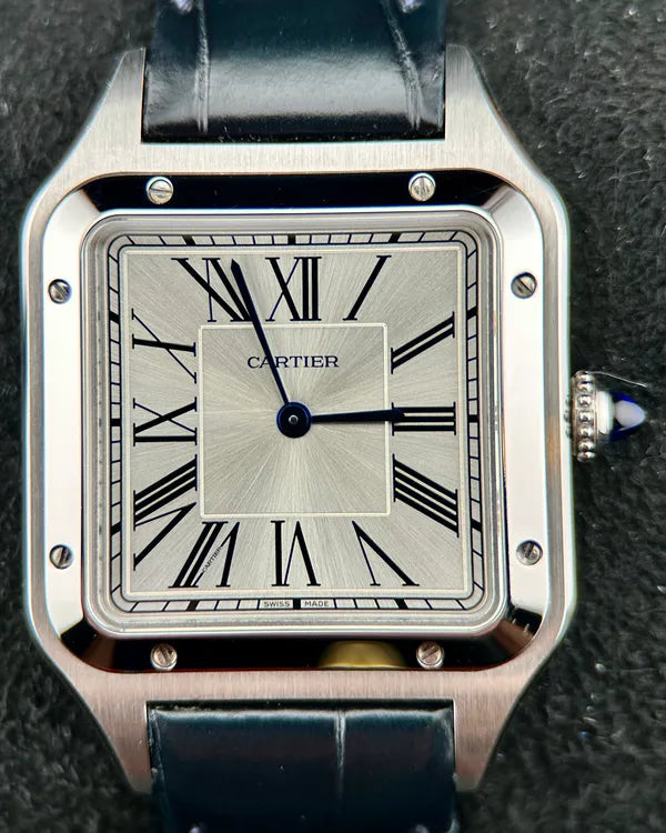 2024 Cartier Santos Dumont 31.4MM Quartz Silver Dial Leather Strap (WSSA0085)
