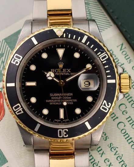 2001 Rolex Submariner Date 40MM Black Dial Two-Tone Oyster Bracelet (16613LN)