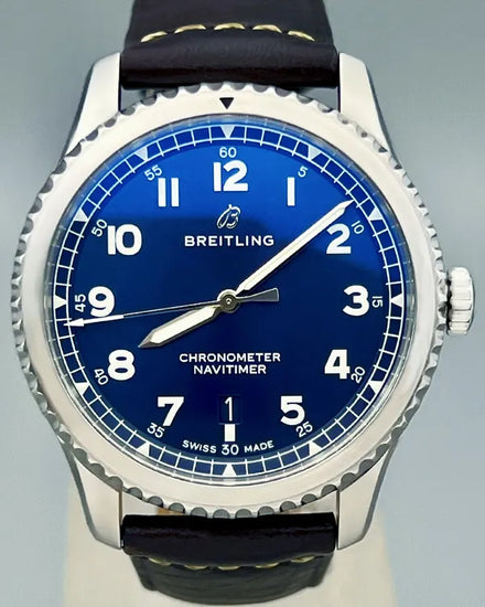 No Reserve - 2018 Breitling Navitimer 8 41MM Blue Dial Leather Strap (A17314101C1X1)