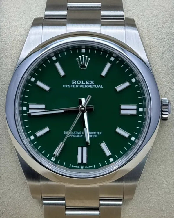 2022 Rolex Oyster Perpetual 41MM Green Dial Oyster Bracelet (124300)