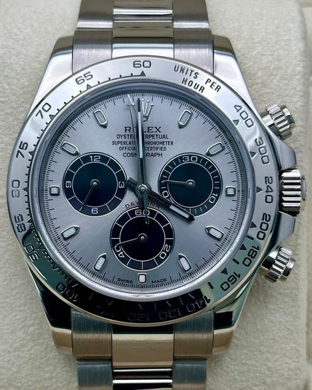 2022 Rolex Cosmograph Daytona 40MM Silver Dial White Gold Oyster Bracelet (116509)