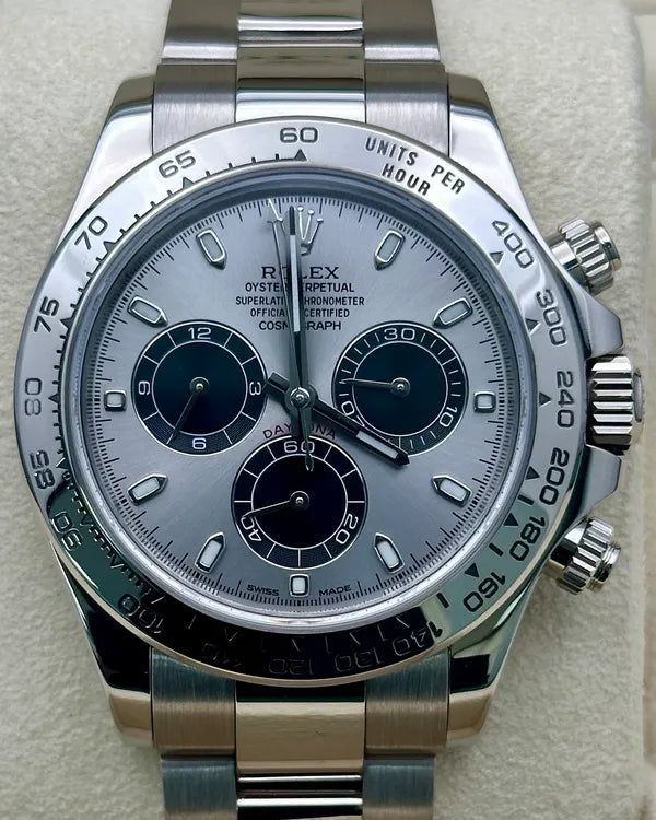 2022 Rolex Cosmograph Daytona 40MM Silver Dial White Gold Oyster Bracelet (116509)
