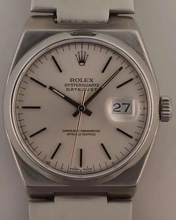1979 (6 Mil. Serial) Rolex Datejust Oysterquartz Vintage 36MM Quartz Silver Dial Steel Bracelet (17000)
