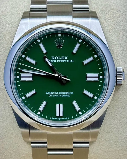 2025 Rolex Oyster Perpetual 41MM Green Dial Oyster Bracelet (124300)