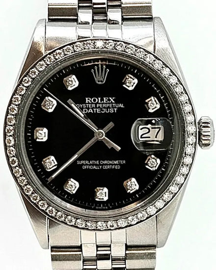 Rolex Datejust 36MM Aftermarket Black Dial Jubilee Bracelet (16014)