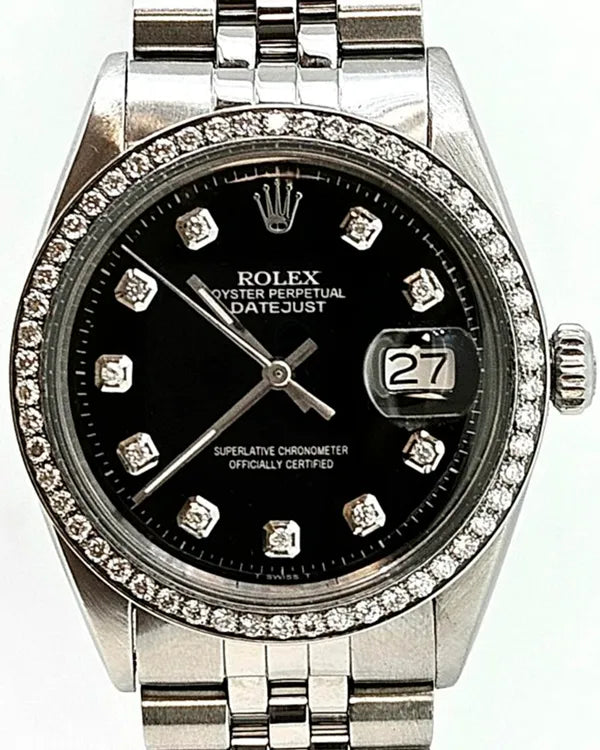 Rolex Datejust 36MM Aftermarket Black Dial Jubilee Bracelet (16014)