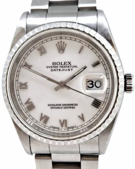 Rolex Datejust 36MM White Dial Oyster Bracelet (16220)