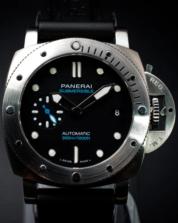 Panerai Submersible 42MM Black Dial Rubber Strap (PAM00973)
