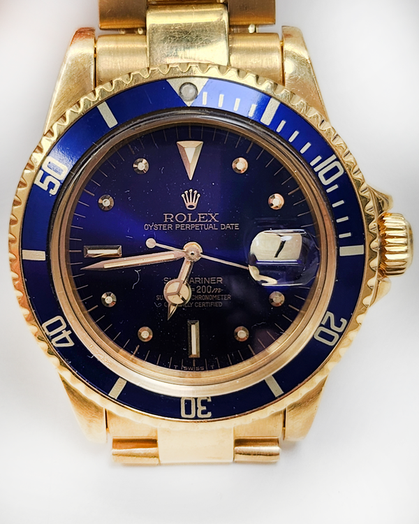 Rolex Submariner Date 40MM Blue Dial Yellow Gold Oyster Bracelet (1680)