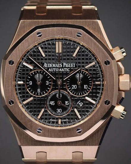 2018 Audemars Piguet Royal Oak Chronograph 41MM Black Dial Rose Gold Bracelet (26320OR.OO.1220OR.01)