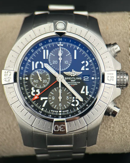 Breitling Avenger Chronograph GMT 45MM Black Dial Steel Bracelet (A24315101B1A1)