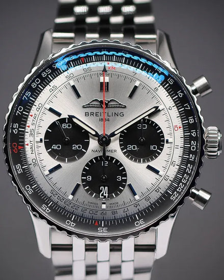 2024 Breitling Navitimer Chronograph B01 43MM Silver Dial Steel Bracelet (AB0138241G1A1)
