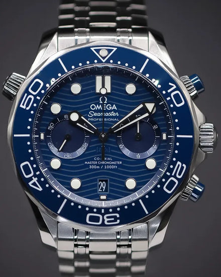 2020 Omega Seamaster Diver 300M Chronograph 44MM Blue Dial Steel Bracelet (210.30.44.51.03.001)