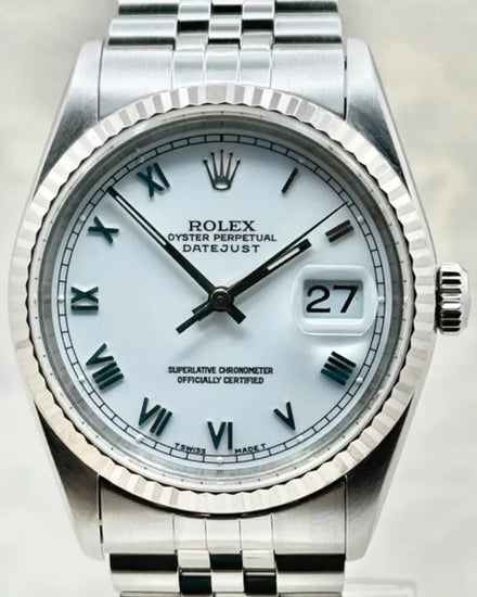 1995 (W Serial) Rolex Datejust 36MM White Dial Jubilee Bracelet (16234)
