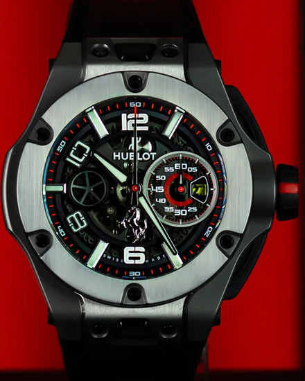 2018 Hublot Big Bang Ferrari L.E. 45MM Skeleton Dial Leather Strap (402.NX.0123.WR)