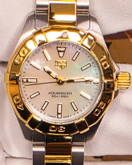 TAG Heuer Aquaracer Date 27MM Quartz Mother of Pearl Dial Two-Tone Bracelet (WBD1420.BB032)