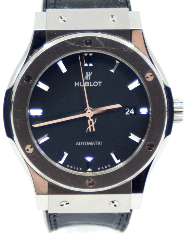 2018 Hublot Classic Fusion 42MM Black Dial Leather Strap (542.NX.1171.LR)