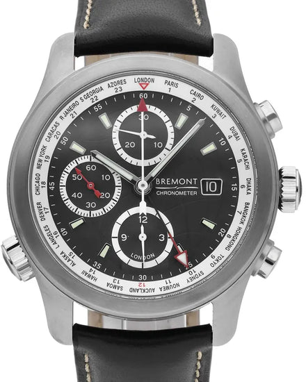 Bremont ALT1-WT World Timer 43MM Black Dial Leather Strap (ALT1-WT-BK-R-S)