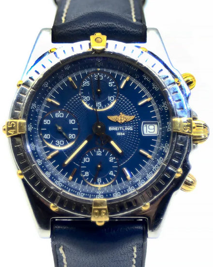 Breitling Chronomat 39MM Blue Dial Aftermarket Leather Strap (B13050.1)