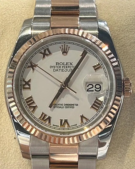 Rolex Datejust 36MM White Dial Two-Tone Oyster Bracelet (116231)