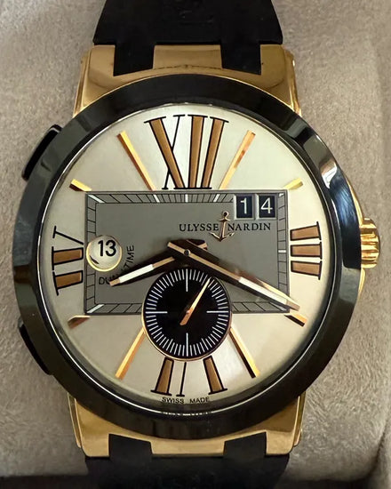 Ulysse Nardin Executive Dual Time 43MM Silver Dial Rubber Strap (246-00)