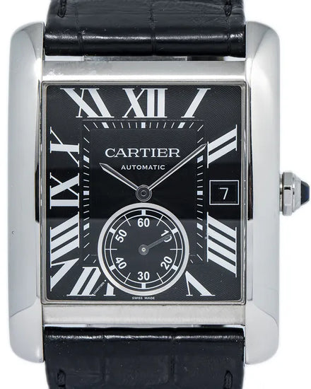 Cartier Tank MC 34MM Black Dial Leather Strap (W5330004)