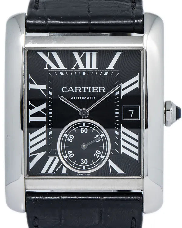Cartier Tank MC 34MM Black Dial Leather Strap (W5330004)