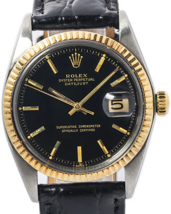 Rolex Datejust 36MM Black Dial Leather Strap (1601)