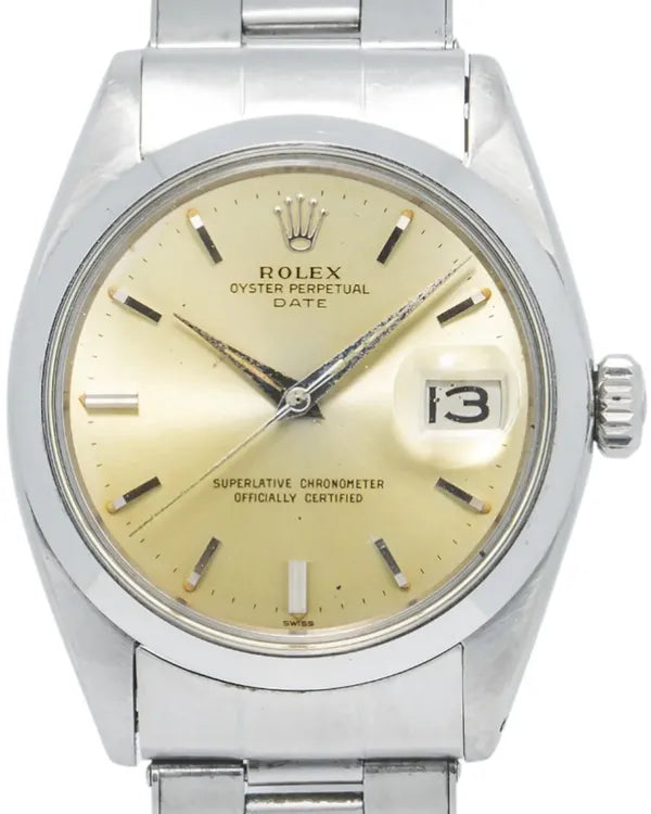 Rolex Oyster Perpetual Date 34MM Champagne Dial Steel Bracelet (1500)