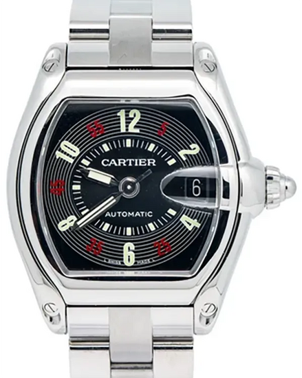 Cartier Roadster 37MM Black Dial Steel Bracelet (W62002V3)