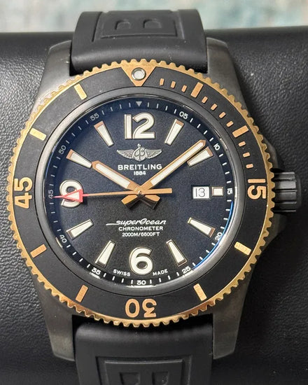 Breitling Superocean 46MM Black Dial Rubber Strap (U17368)