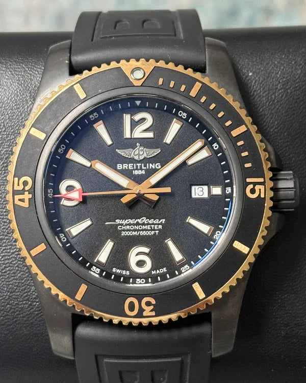 Breitling Superocean 46MM Black Dial Rubber Strap (U17368)