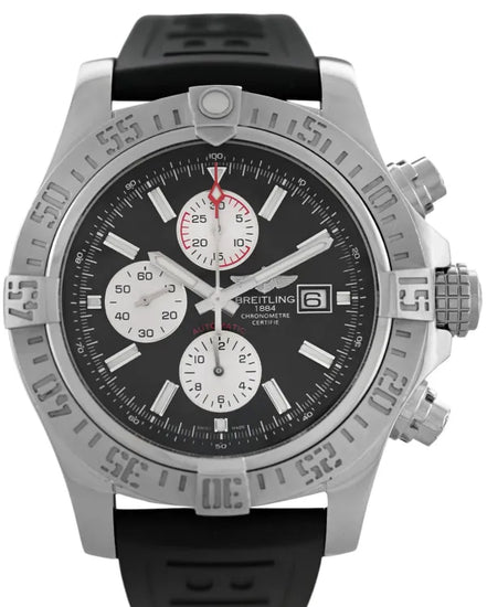Breitling Super Avenger II Chronograph 48MM Black Dial Rubber Strap (A13371)