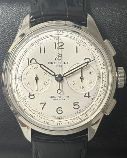 Breitling Premier B09 Chronograph 40MM Silver Dial Leather Strap (AB0930371G1P1)