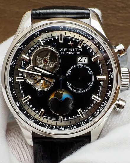 Zenith Chronomaster Grande Date 45MM Black Dial Leather Strap (03.2160.4047)
