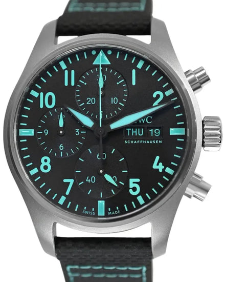 2022 IWC Schaffhausen Pilot Chronograph "Mercedes AMG Petronas F1" 41MM Black Dial Textile Strap (IW388108)