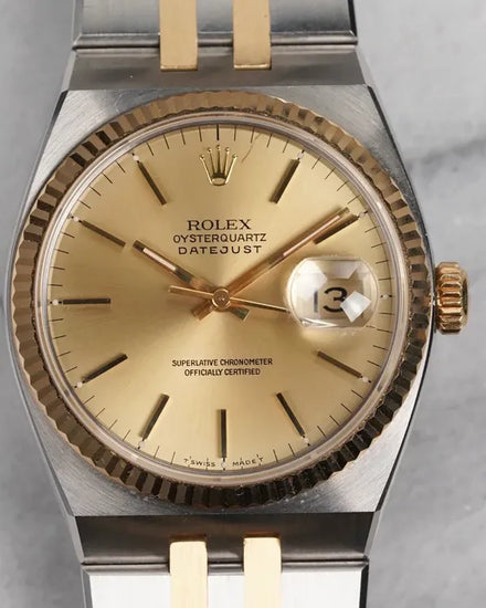 Rolex Datejust Oysterquartz Vintage 36MM Quartz Champagne Dial Two-Tone Bracelet (17013)