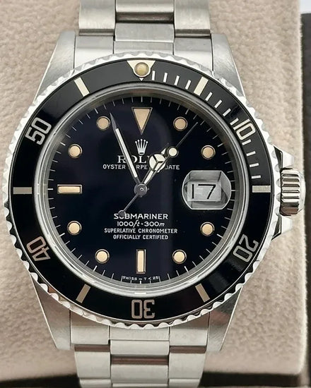 1987 (9.8 Mill. Serial) Rolex Submariner Date 40MM Black Dial Oyster Bracelet (168000)