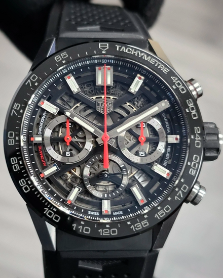 2021 Tag Heuer Carrera Calibre HEUER 02 43MM Skeleton Dial Rubber Strap (CBG2010.FT6143)