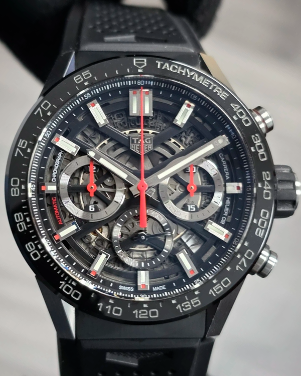 2021 Tag Heuer Carrera Calibre HEUER 02 43MM Skeleton Dial Rubber Strap (CBG2010.FT6143)