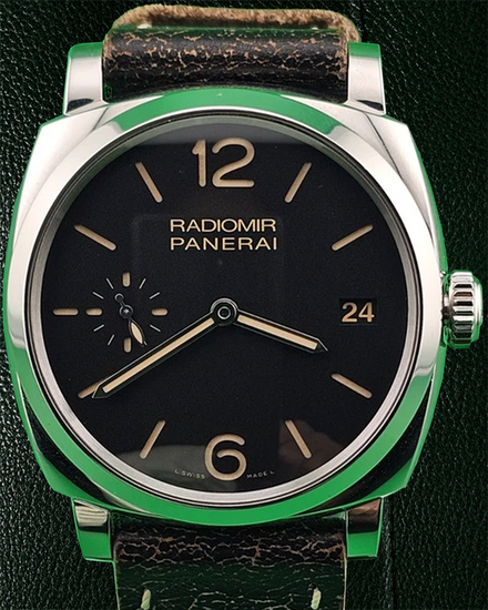 2015 Panerai Radiomir 1940 3 Days "Acciaio" 47MM Black Dial Leather Strap (PAM00514)
