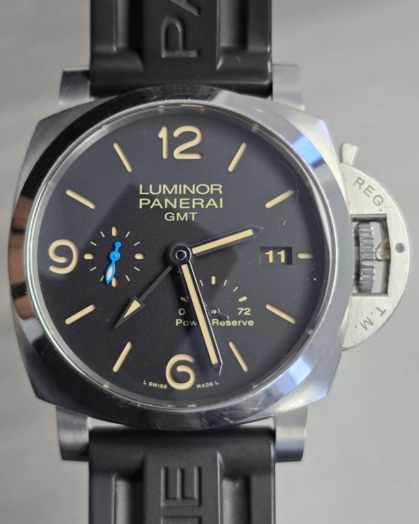 2018 Panerai Luminor GMT 1950 3 Days 44MM Black Dial Rubber Strap (PAM01321)