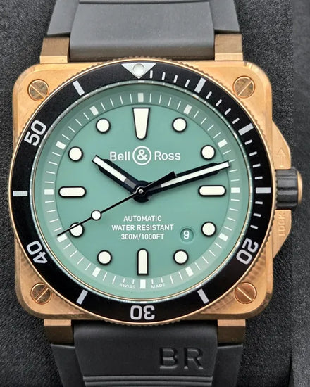 2024 Bell & Ross BR 03-92 Diver Black & Green Bronze L. E. 42MM Green Dial Rubber Strap (BR0392-D-LT-BR/SRB)