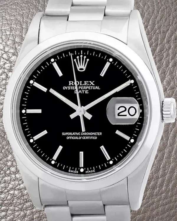 Rolex Oyster Perpetual Date 34MM Black Dial Oyster Bracelet (15200)