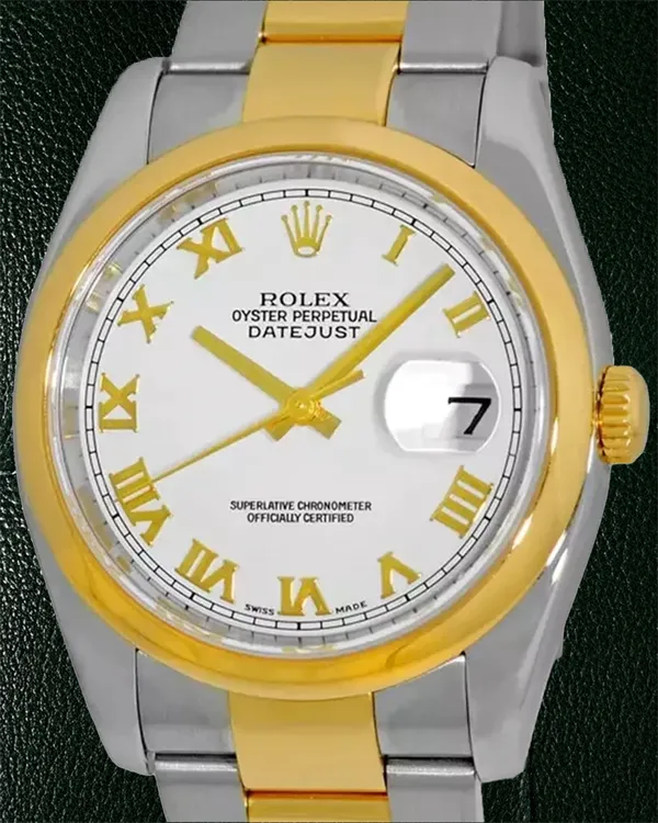 2005 Rolex Datejust 36MM White Dial Two-Tone Oyster Bracelet (116203)