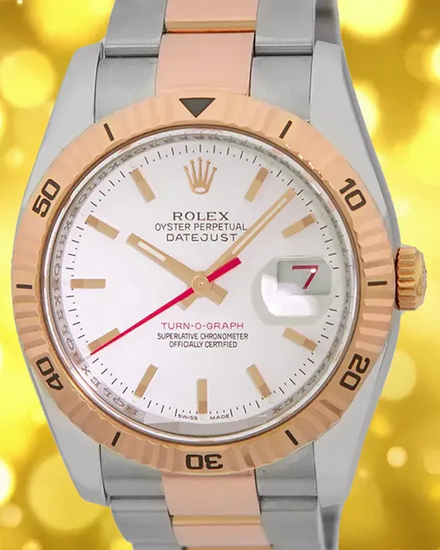 Rolex Datejust Turn-O-Graph 36MM White Dial Two-Tone Oyster Bracelet (116261)