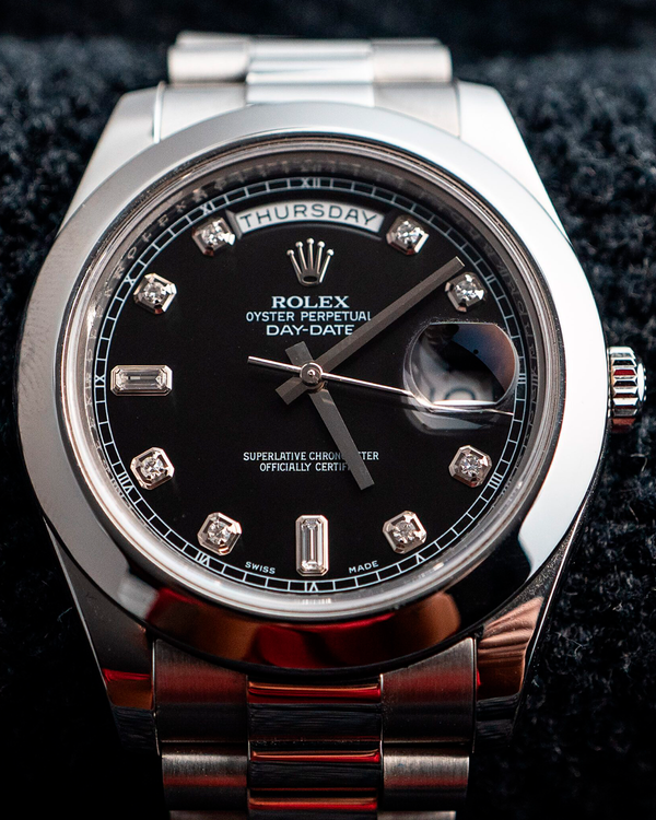 Rolex Day-Date 41MM Black Dial Platinum President Bracelet (218206)